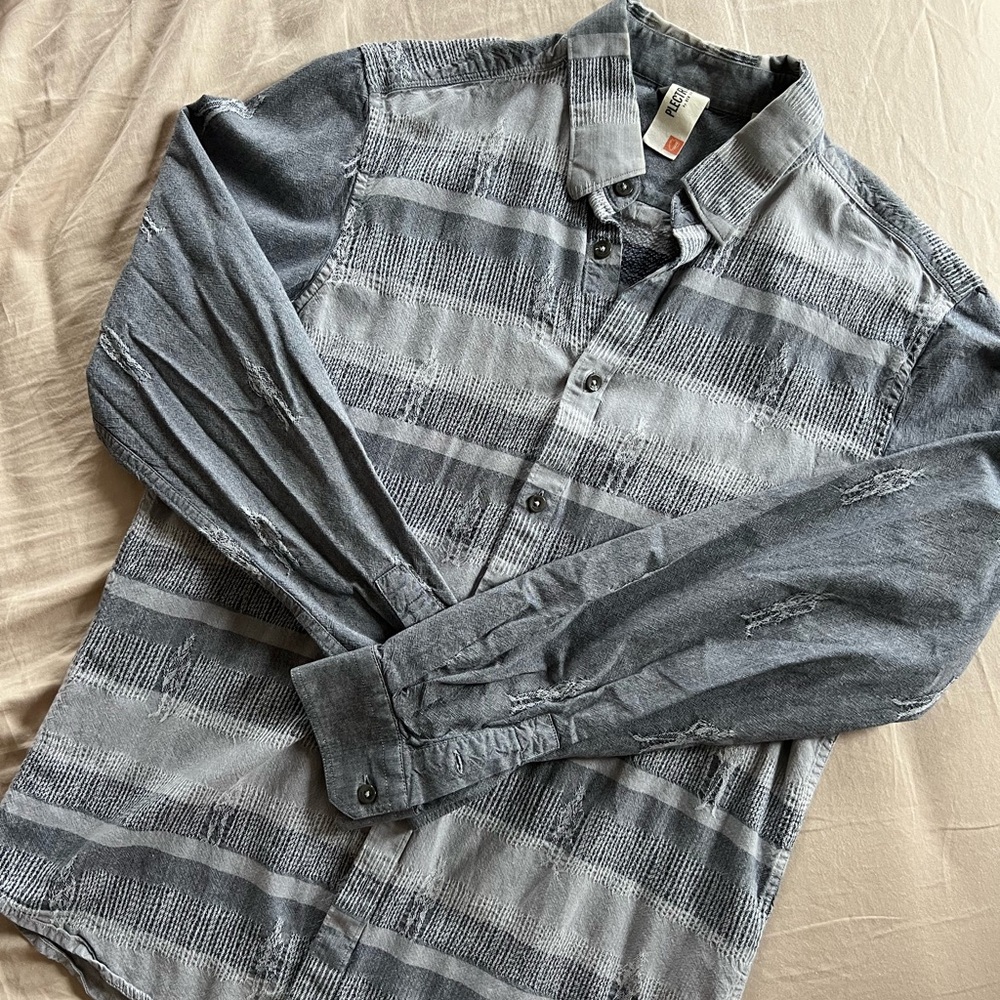 Ben Sherman Gray Casual Button Down Shirt Novelty Fabric